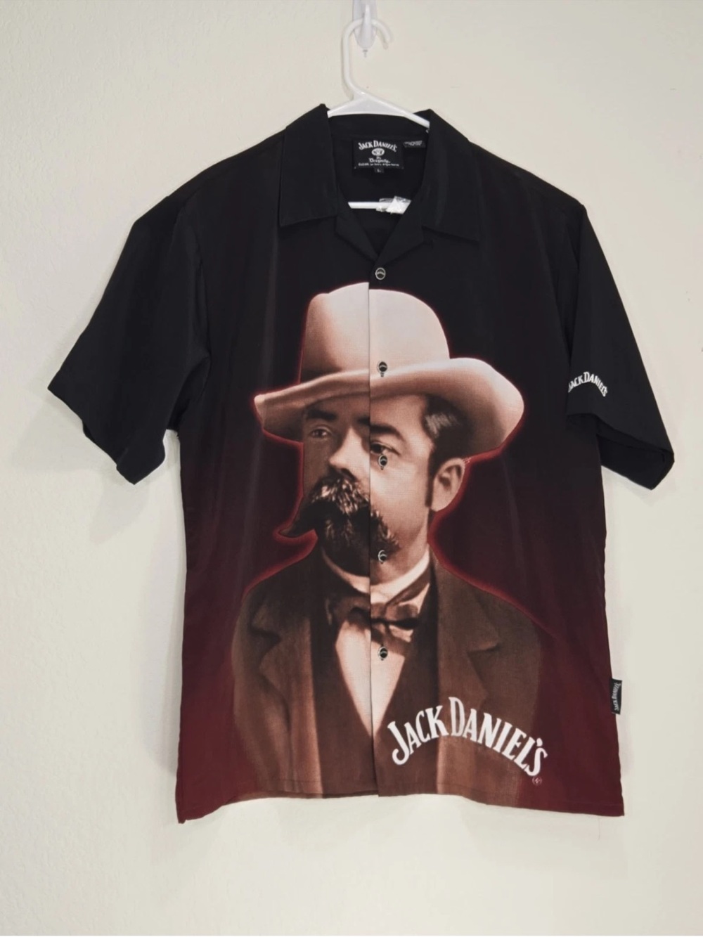 Jack Daniels By Dragonfly 2005 Cameo Portrait Button Down Shirt FLAW READ Size L